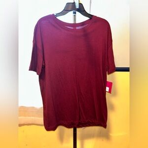 NWT SO Kohls Boyfriend Short Sleeve Burgundy Maroon Tee Shirt